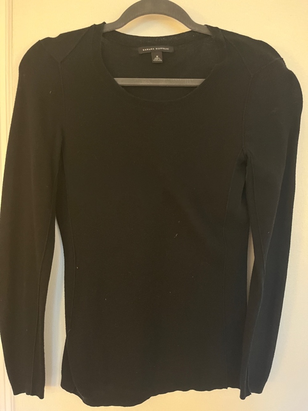 Banana Republic Black Ribbed Long Sleeve Crew Top